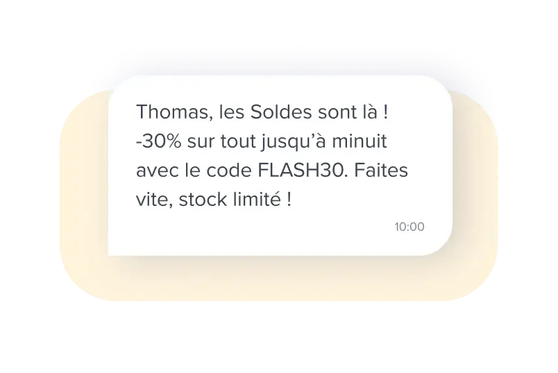 Exemple campagne SMS promotions et offres sp&eacute;ciales