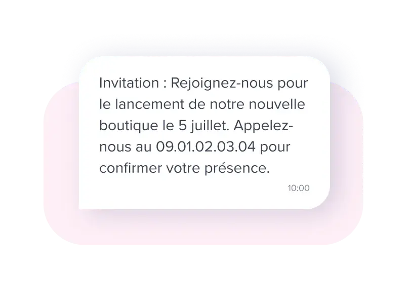 Exemple campagne SMS d'&eacute;v&eacute;nement