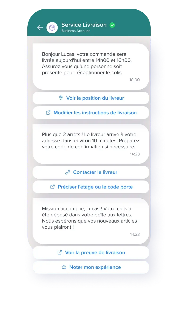 Example alertes envoy&eacute;es via message WhatsApp