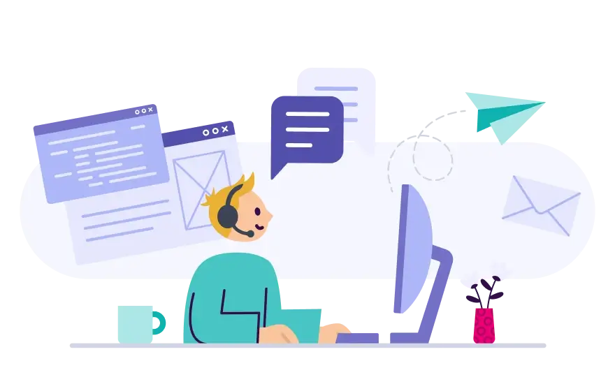 Personne pr&eacute;parant ses envois de SMS professionnels