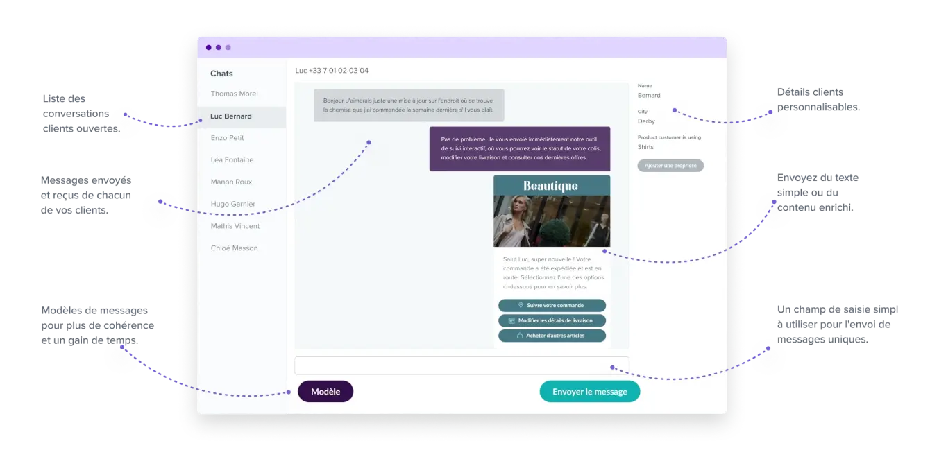 Screenshot de la plateforme de messagerie omnicanale Esendex