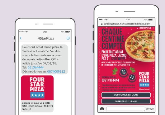 sms landing page 4 star pizza
