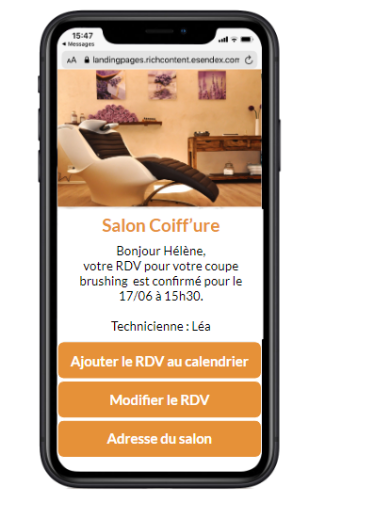 sms landing page coiffure